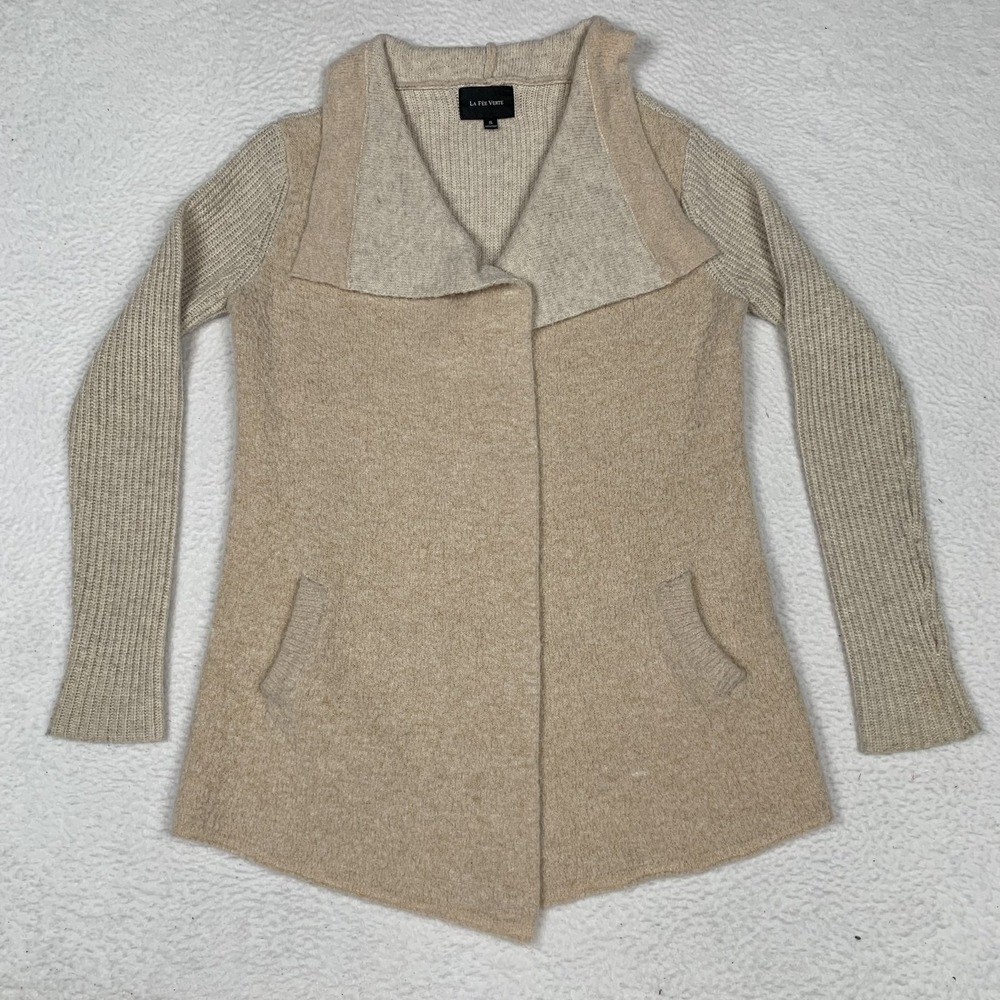 La Fee Verte Anthropologie Open Front Cardigan Sweater Womens S Acrylic Cream
